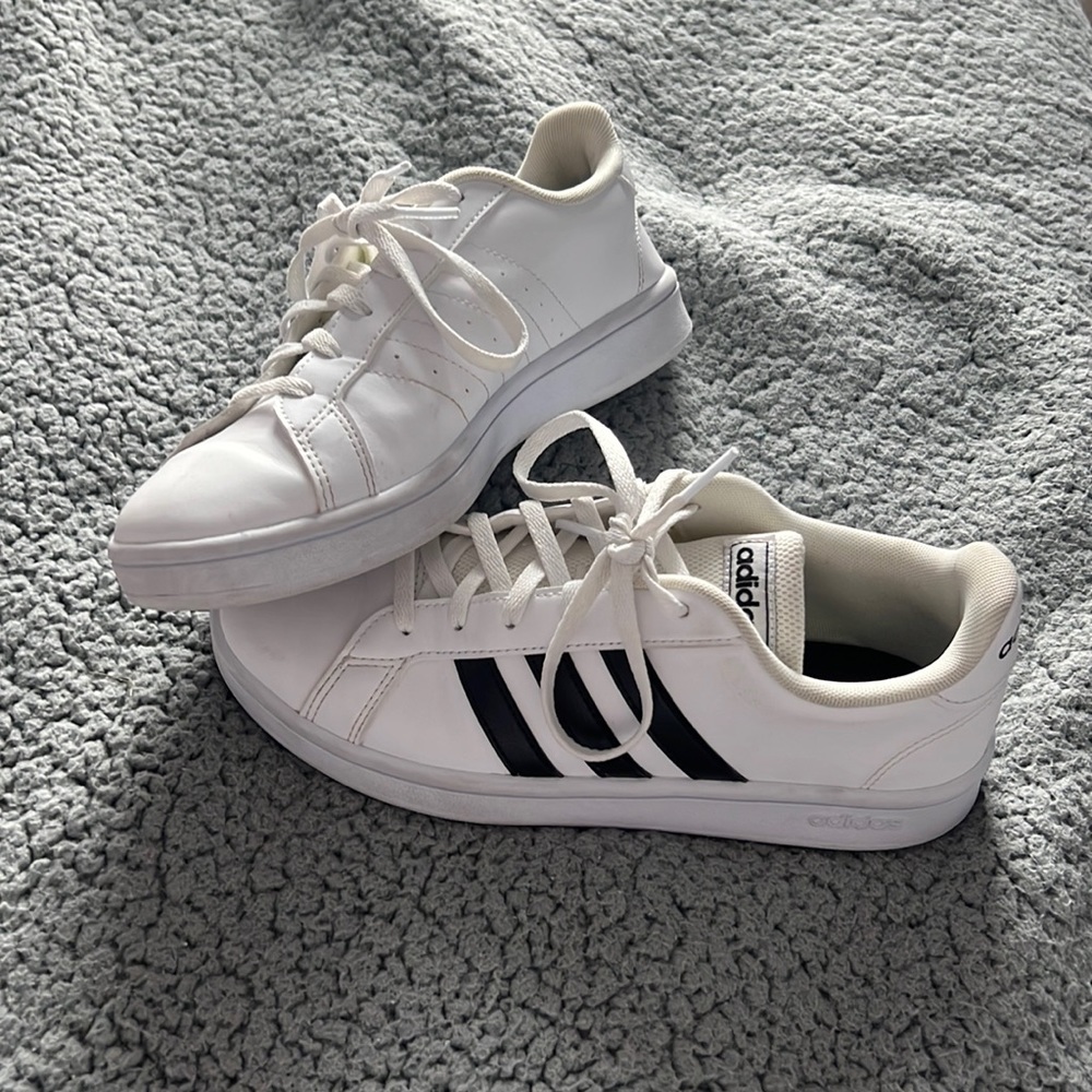 white addias sneakers